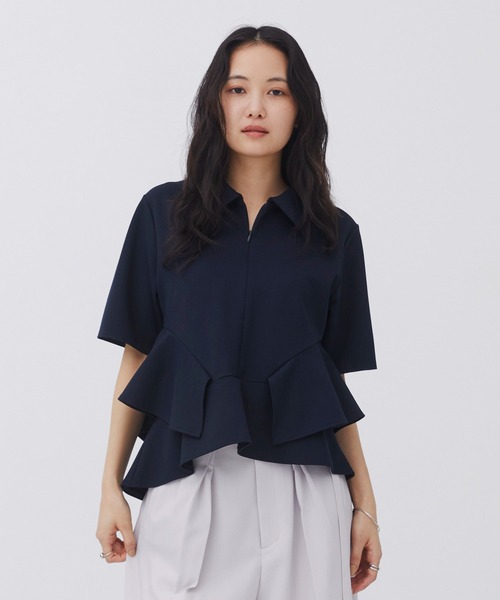 tシャツ 「ZOZO限定！」ペプラムカットトップス｜ウォッシャブル/ストレッチ/半袖/夏服 レディースの画像