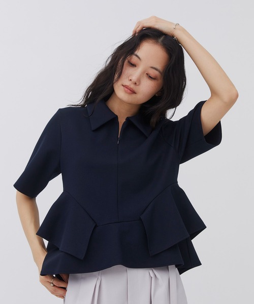 tシャツ 「ZOZO限定！」ペプラムカットトップス｜ウォッシャブル/ストレッチ/半袖/夏服 レディースの画像
