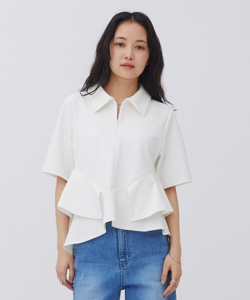 tシャツ 「ZOZO限定！」ペプラムカットトップス｜ウォッシャブル/ストレッチ/半袖/夏服 レディースの画像