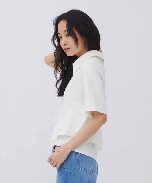 tシャツ 「ZOZO限定！」ペプラムカットトップス｜ウォッシャブル/ストレッチ/半袖/夏服 レディースの画像