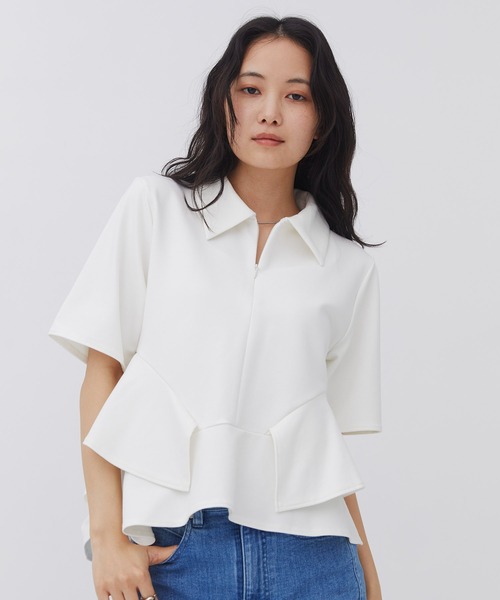 tシャツ 「ZOZO限定！」ペプラムカットトップス｜ウォッシャブル/ストレッチ/半袖/夏服 レディースの画像