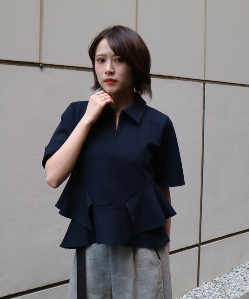 tシャツ 「ZOZO限定！」ペプラムカットトップス｜ウォッシャブル/ストレッチ/半袖/夏服 レディースの画像