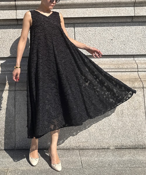 ワンピース カットジャガードAラインサマードレスの画像