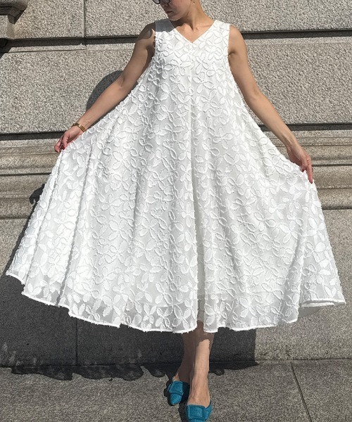 ワンピース カットジャガードAラインサマードレスの画像