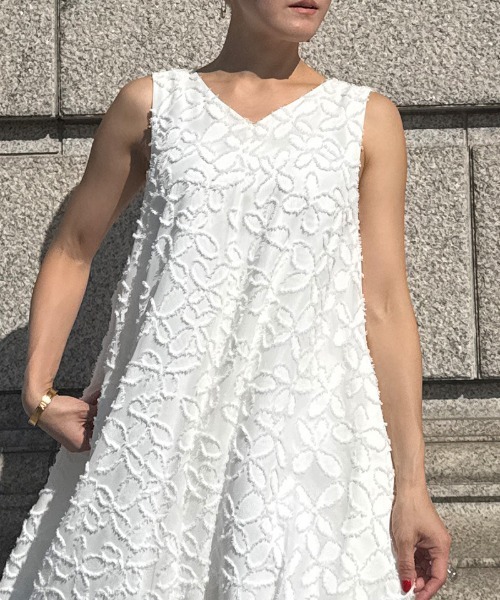 ワンピース カットジャガードAラインサマードレスの画像