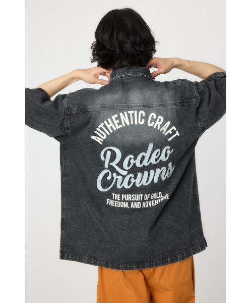 RODEO CROWNS WIDE BOWL シャツ バックロゴフードデニムシャツ