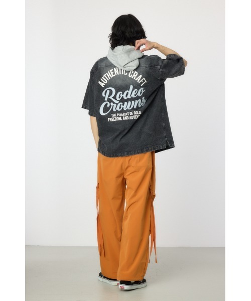 RODEO CROWNS WIDE BOWL シャツ バックロゴフードデニムシャツ
