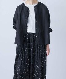かぐれ ブラウス シャツ コットンリネンワッシャーフリル