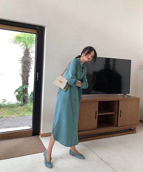 美品✳︎ルフィル LE PHIL バンドカラー シャツワンピース 2way