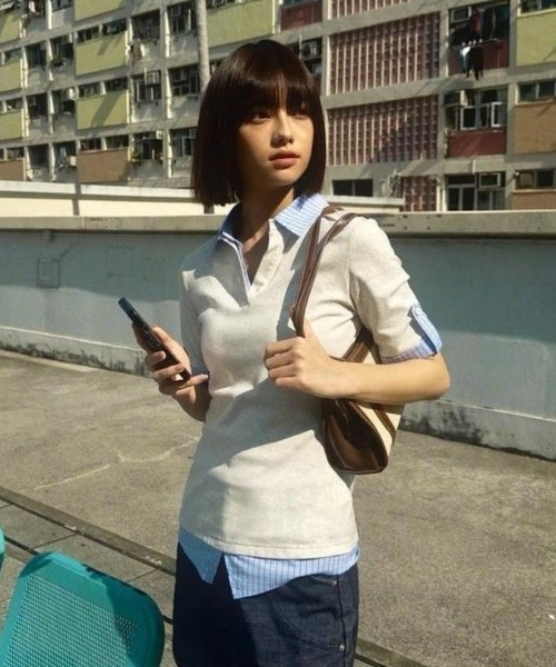 フェイクレイヤード シャツ 2色 無地 チェック 半袖 韓国 nr9629 t6932_0.jpg