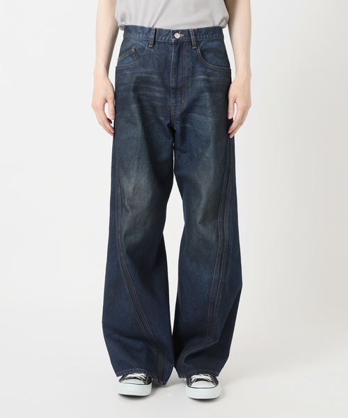 NVRFRGT ジーンズ × WISM別注 3D TWISTED WIDE LEG JEANS メンズ