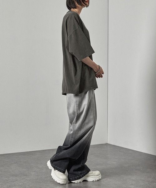 tシャツ 「Alfred Alex」ヴィンテージ加工ピグメント3Dメタル