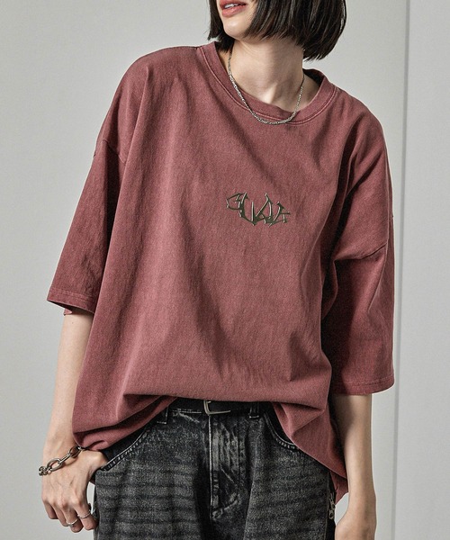 tシャツ 「Alfred Alex」ヴィンテージ加工ピグメント3Dメタル