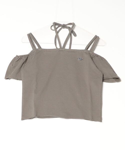 Ribbon バンドゥ トップス レディース HTH tシャツ ribbon off shoulder cropped tee レディース