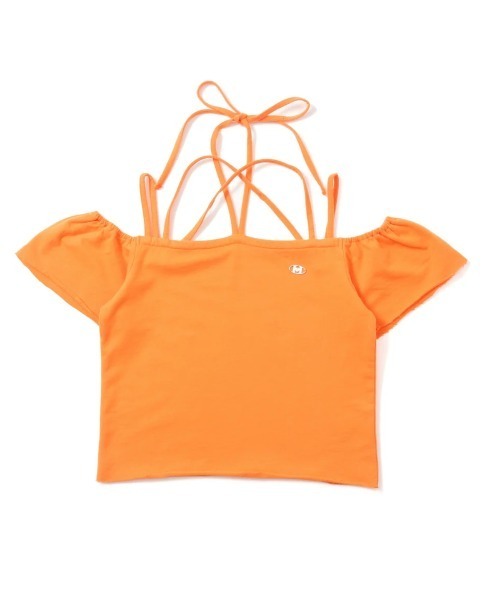 RODEBJER 売れ筋商品|||ロジャー Tシャツ トップス レディース Tops Orange HTH tシャツ ribbon off shoulder cropped tee レディース