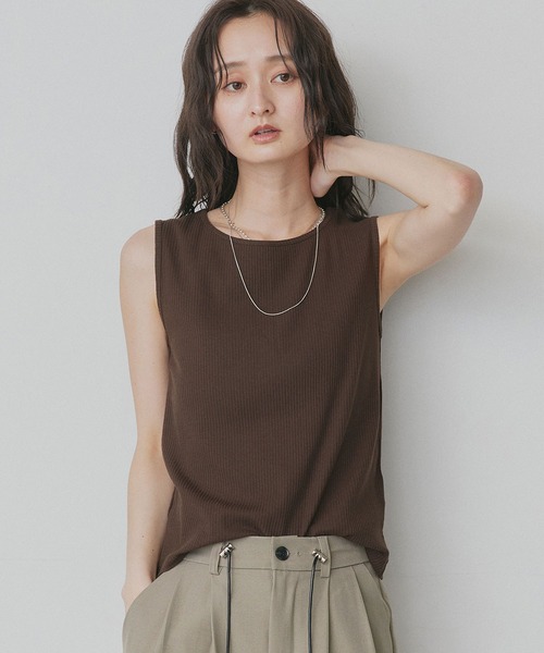 ad thie（アドティエ） タンクトップ ノースリーブ 前後2way リブ