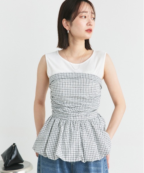 タンクトップ ノースリーブ トリアセベロア前後2WAYノースリーブ/タンクトップ「セットアップ対応」 レディース クラッシュベロア2WAYノースリーブトップス【セットアップ対応