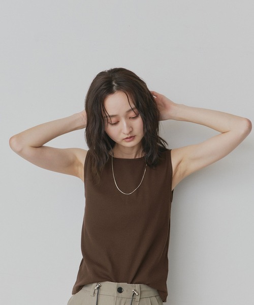 ad thie（アドティエ） タンクトップ ノースリーブ 前後2way リブ