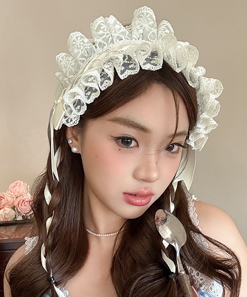 c.u.l フリルヘッドドレス ロリータ メイド コスプレ ヘアピン