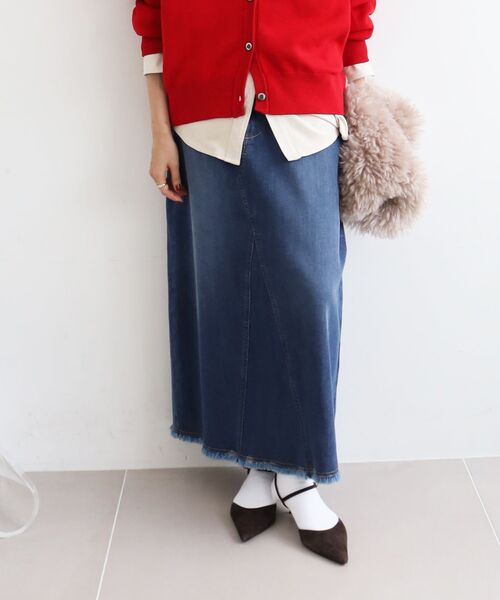 le.coeur blanc（ルクールブラン） デニムスカート リメイク風ラメ