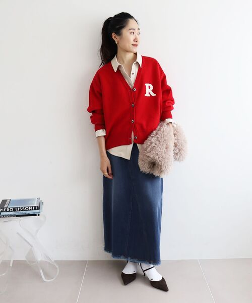 le.coeur blanc（ルクールブラン） デニムスカート リメイク風ラメ