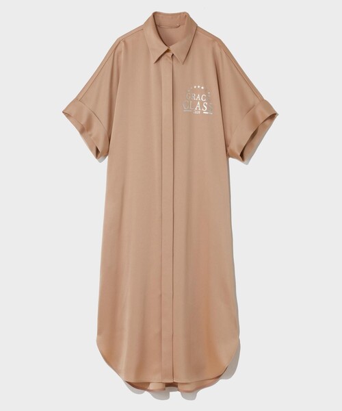 GRACE CLASS シャツワンピース ダブルサテンシャツドレス : ZOZOTOWN