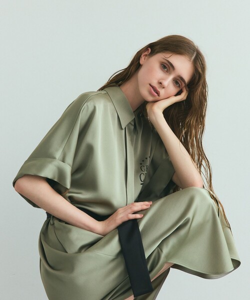 GRACE CLASS シャツワンピース ダブルサテンシャツドレス : ZOZOTOWN