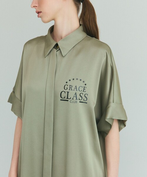 GRACE CLASS シャツワンピース ダブルサテンシャツドレス : ZOZOTOWN
