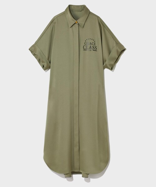 GRACE CLASS シャツワンピース ダブルサテンシャツドレス : ZOZOTOWN