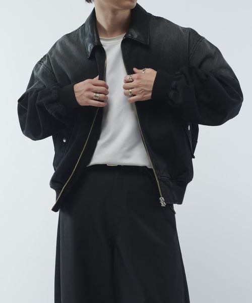 Lui's デニムジャケット Lui's デニムジャケット gジャン レザーカラーデニムボンバー
