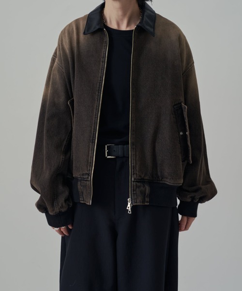 Lui's（ルイス） デニムジャケット gジャン レザーカラーデニム