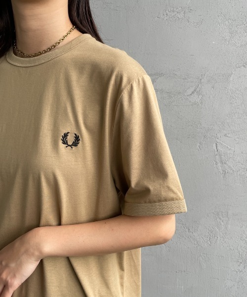 「FRED PERRY」 半袖Tシャツ L ピンク レディース