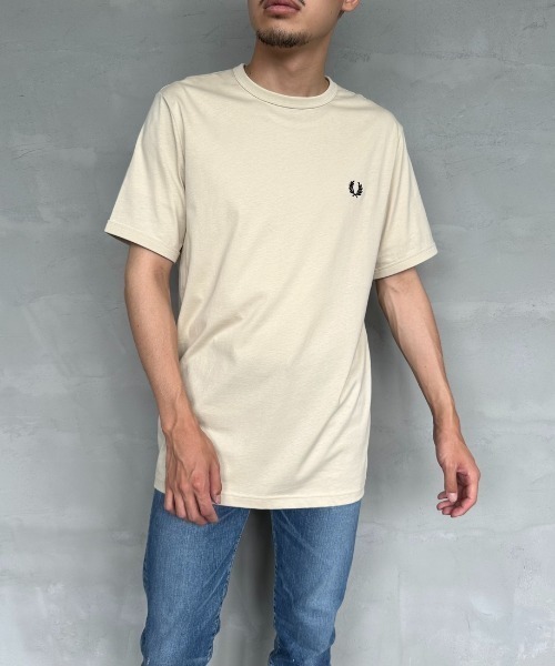 「FRED PERRY」 半袖Tシャツ L ピンク レディース