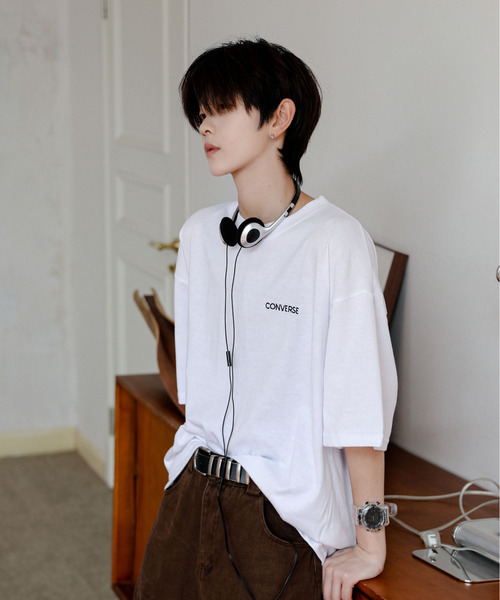 「CONVERSE」 半袖Tシャツ LARGE ベージュ メンズ