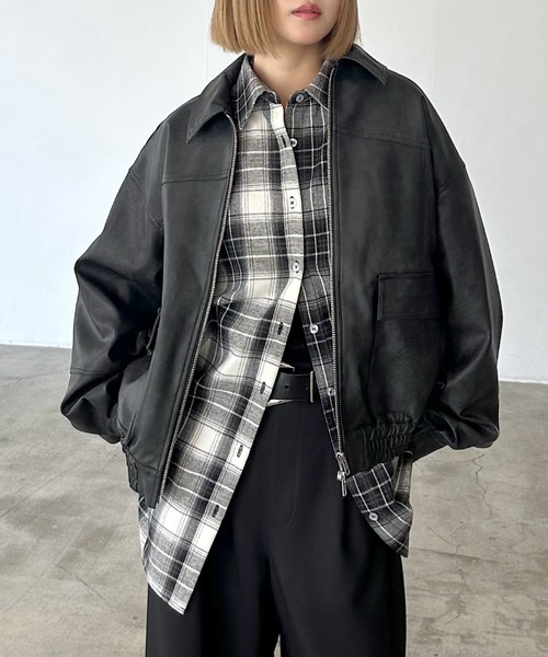 PAGEBOY ブルゾン アウター WZIPヴィンテージレザーブルゾン「スエード