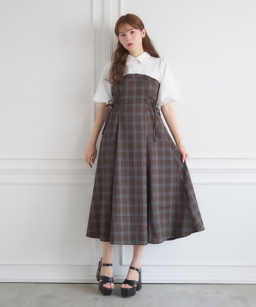 EmiriaWiz レースカラードッキングワンピース M Ambre Neige ワンピース side lace up docking dress / サイド