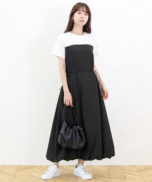 Aletta vita ワンピース 異素材切替裾バルーンワンピース : ZOZOTOWN 
