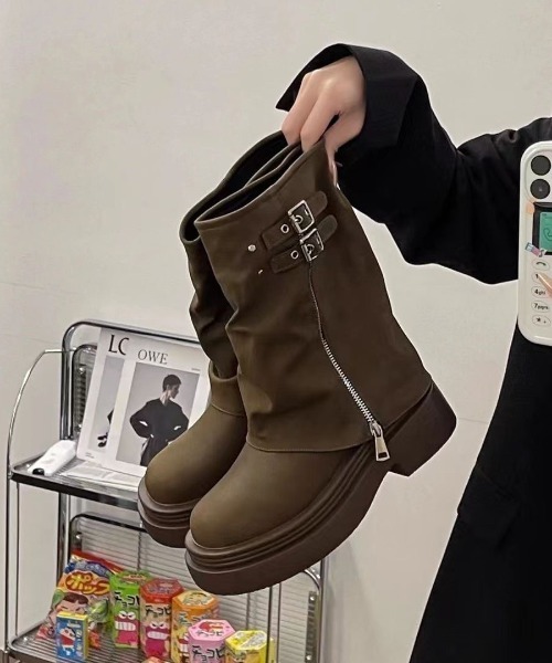 ブーツ ルーズフィット厚底ブーツ レディース : ZOZOTOWN Yahoo!店