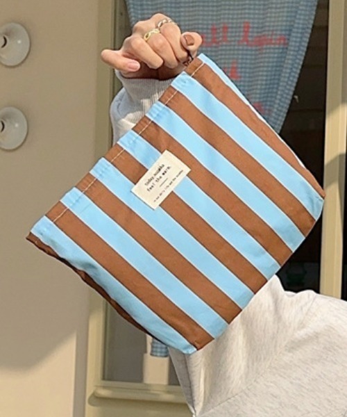 ポーチ バイカラーストライプポーチ レディース : ZOZOTOWN Yahoo!店