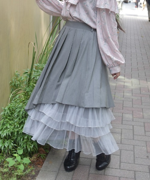 axes femme（アクシーズ ファム） スカート アシメプリーツ×チュール