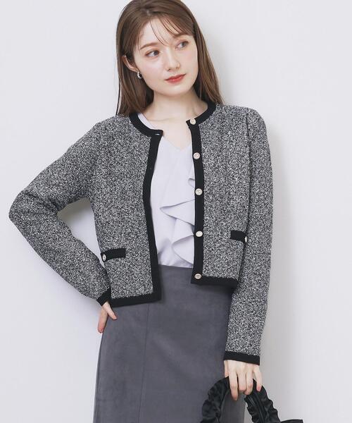 index（インデックス） カーディガン ミックスヤーンクルー