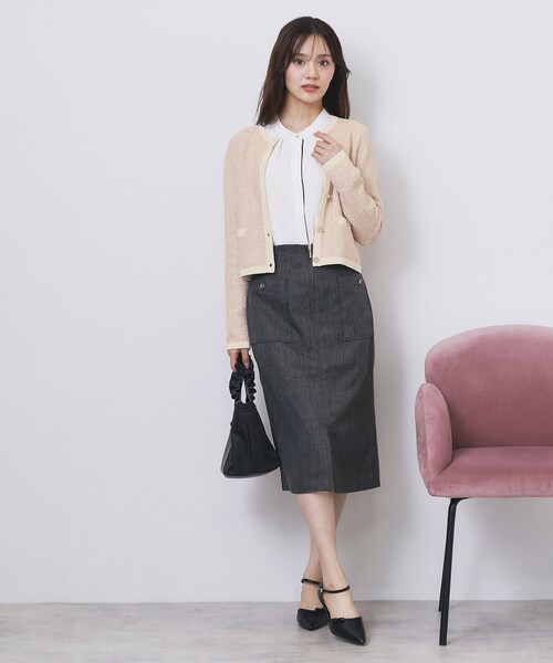 index（インデックス） カーディガン ミックスヤーンクルー
