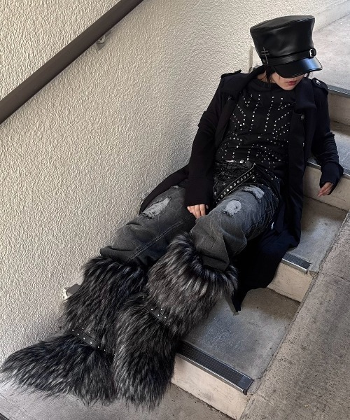 ブーツ 「Never mind the XU」belt fur boots / 「ネバーマインド ザ