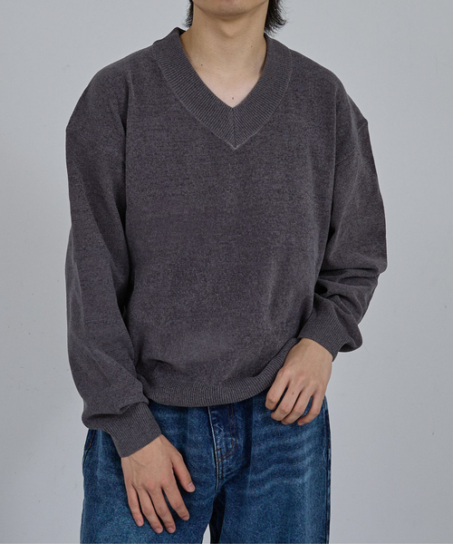 AH ABAHOUSE セーター ニット HIGH GAUGE MOLE CROPPED V-NECK KNIT