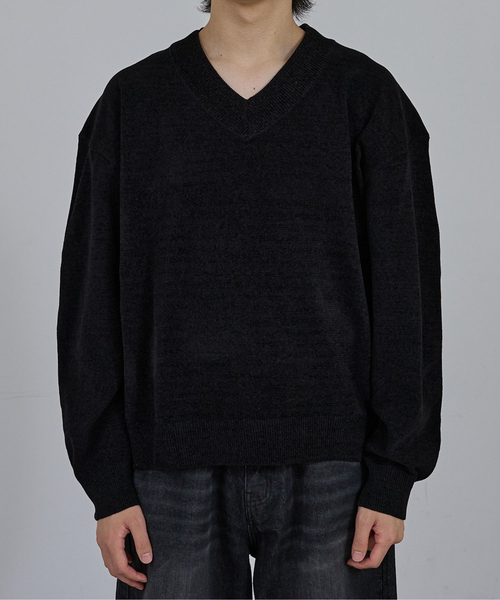AH ABAHOUSE セーター ニット HIGH GAUGE MOLE CROPPED V-NECK KNIT