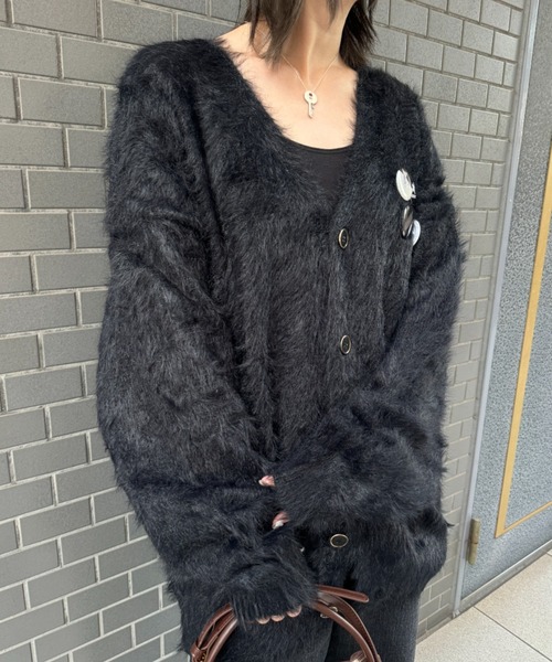 CELENA BEATS カーディガン 主役級存在感 モヘアライク ジャギーニット