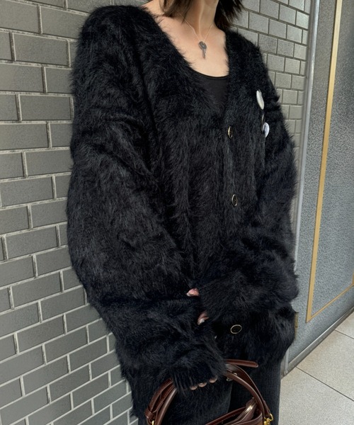CELENA BEATS カーディガン 主役級存在感 モヘアライク ジャギーニット