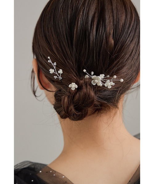 niana（ニアナ） パールフラワーモチーフヘアピン3本セット Uピン