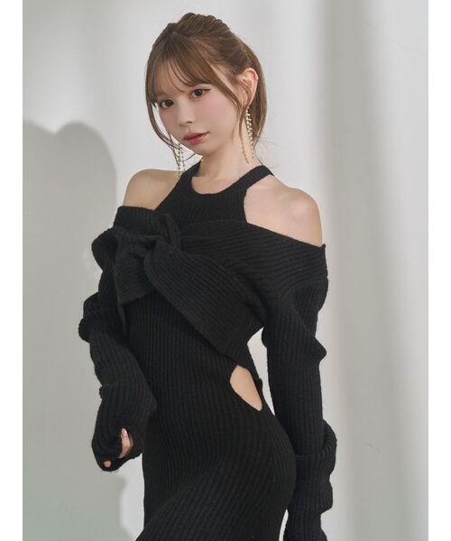 EATME ツイストニットワンピース 黒 美品 EATME（イートミー） ワンピース ツイストニットワンピース : ZOZOTOWN