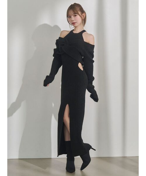 EATME ツイストニットワンピース 黒 美品 EATME（イートミー） ワンピース ツイストニットワンピース : ZOZOTOWN